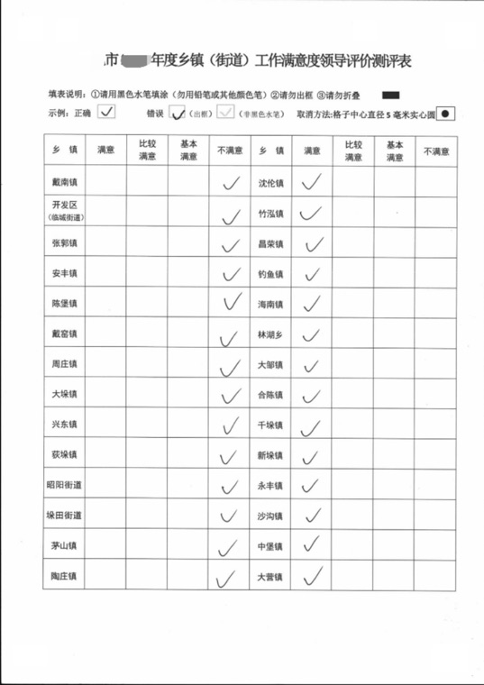 干部民主测评卡样式 3556