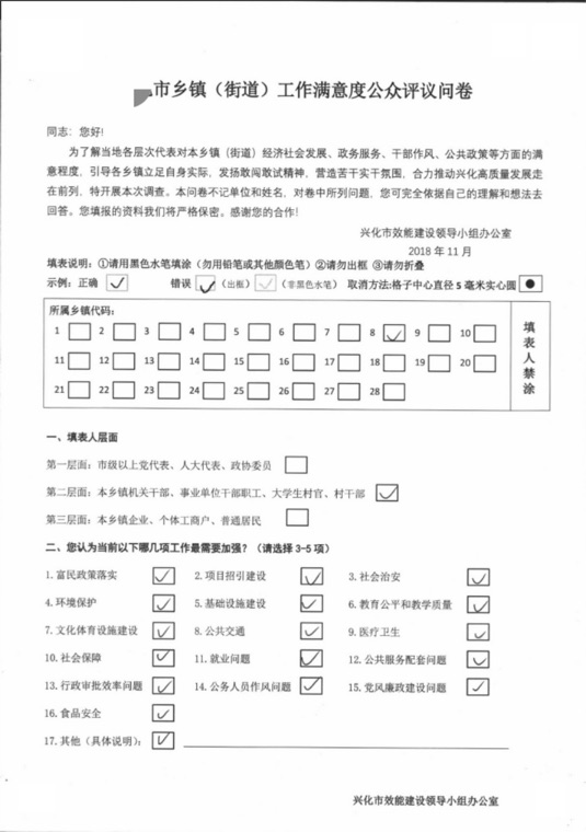 干部民主测评卡样式 3562