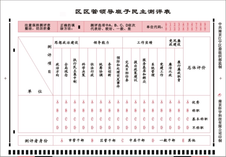 干部民主测评卡样式 3739