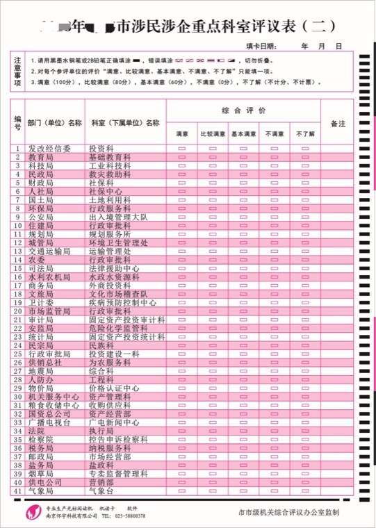 干部民主测评卡样式 3741
