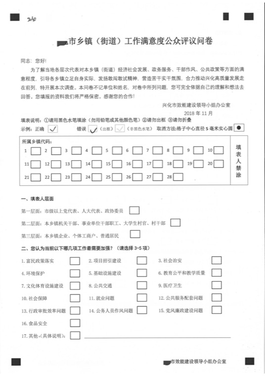 干部民主测评卡样式 3767